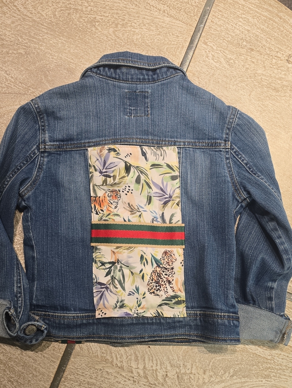 Upcycled Designer Insipered Jean Jacket - Picture 7 of 12